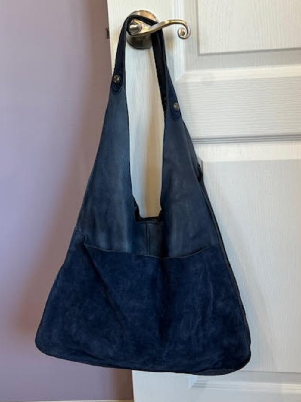 Free People French Tuscan Blue Leather Slouchy Tote